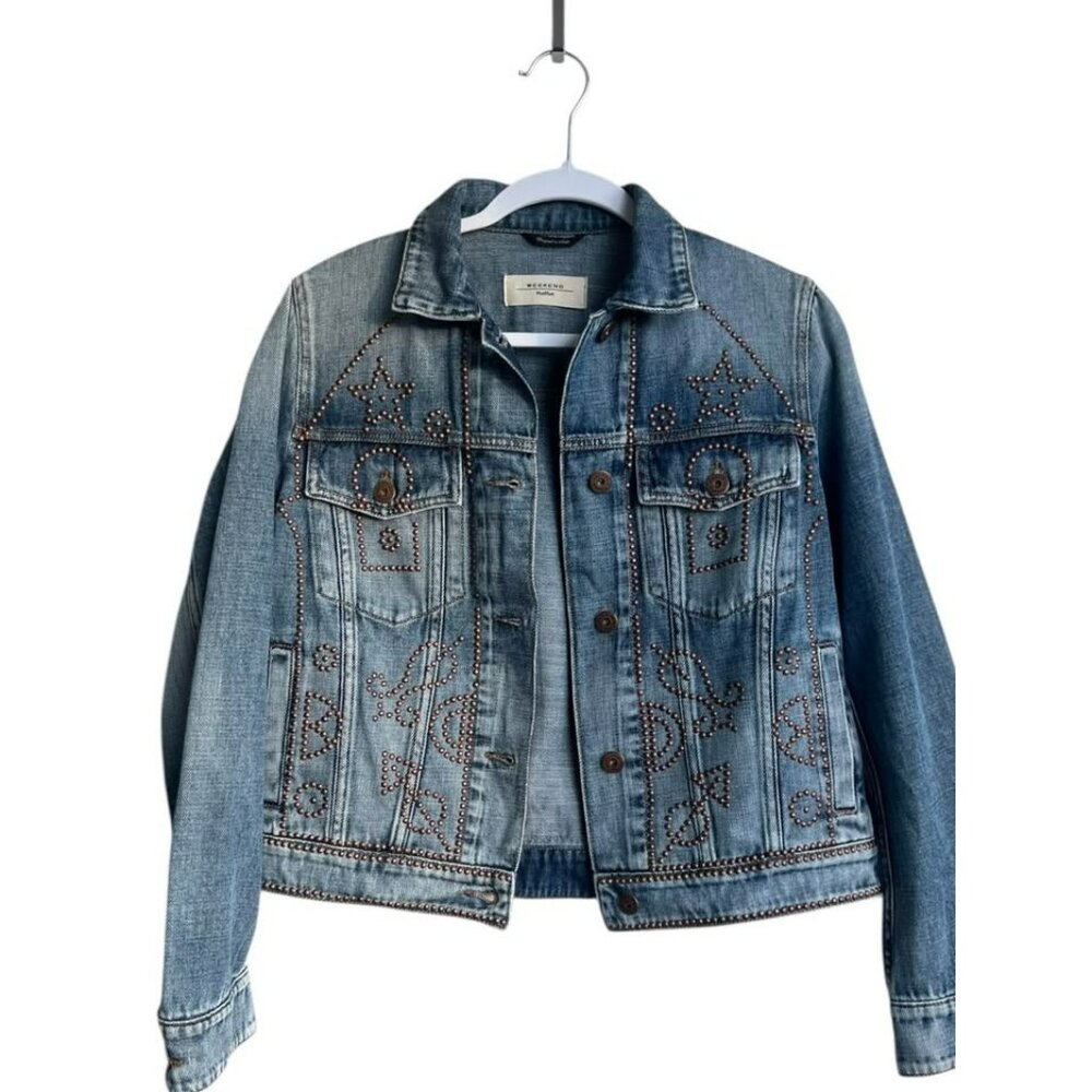 ✨ Weekend Max Mara Studded Celestial Denim Jacket 8